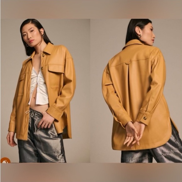 Anthropologie Maeve Vegan Leather Oversized Shirt Jacket Size 2X - Picture 1 of 16